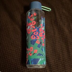Starbucks Blue and Green Floral Bottle